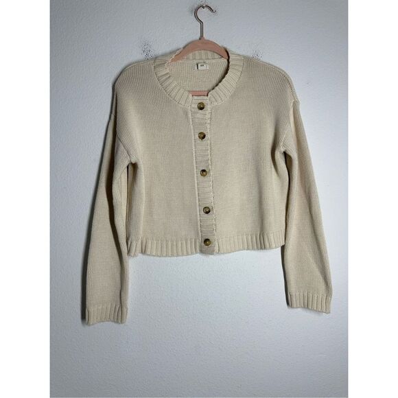 Billabong Women’s Cotton Blend Knit Crop Cardigan  Buttoned  Sz S Oversized - Picture 1 of 11